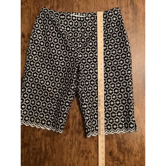 Vintage David Brooks Long Shorts Culottes Black Embroidered Side Zip Size 8 - Picture 9 of 10